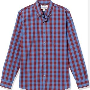 GOODTHREADS Mens’ Blue/Red Long Sleeve Button Down Shirt | Sz L
